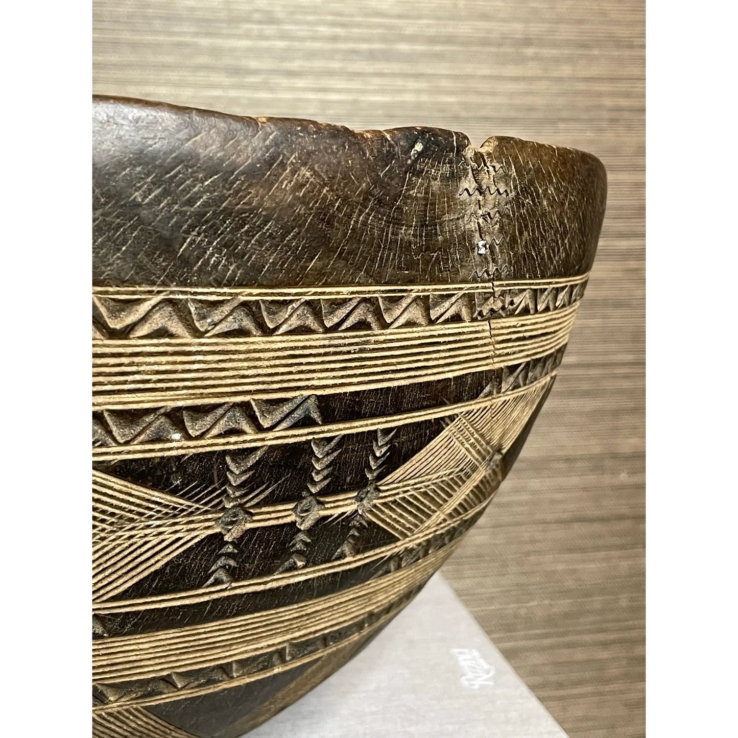 Large African Carved Fulani Wooden Bowl
