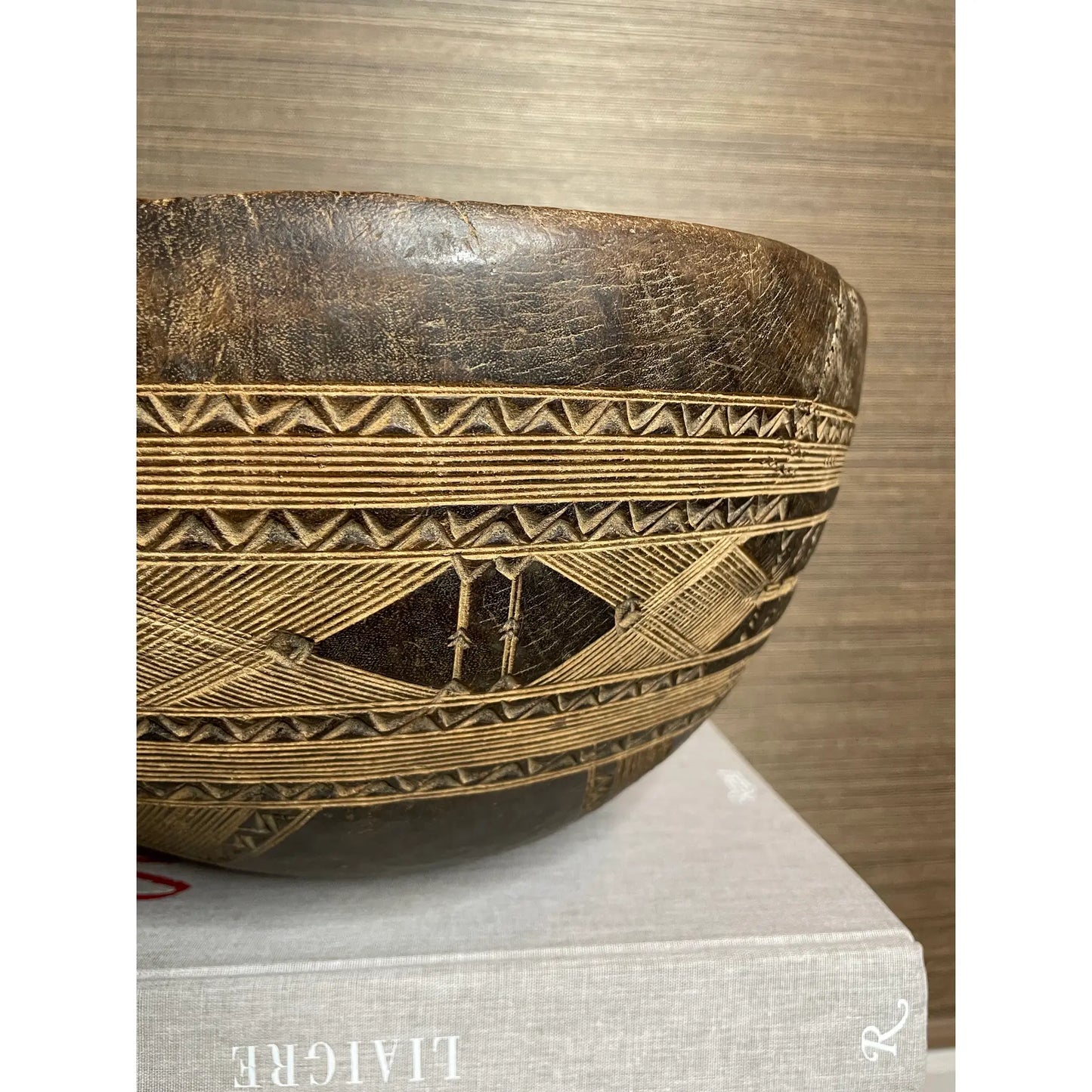 Large African Carved Fulani Wooden Bowl