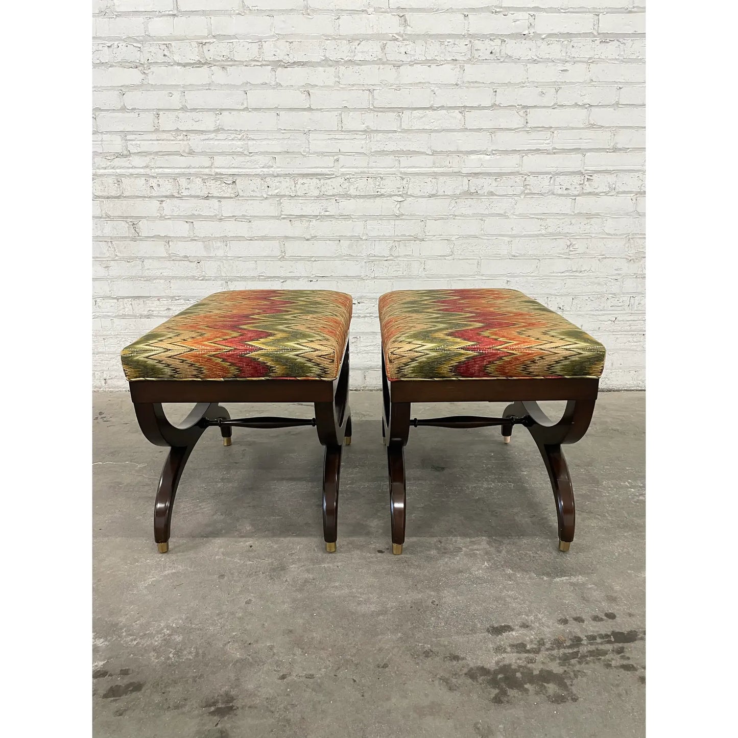 Lee Jofa Upholstered Neoclassical Style Ottomans