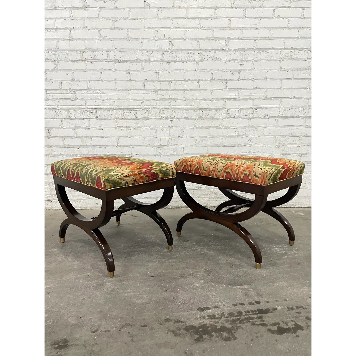 Lee Jofa Upholstered Neoclassical Style Ottomans