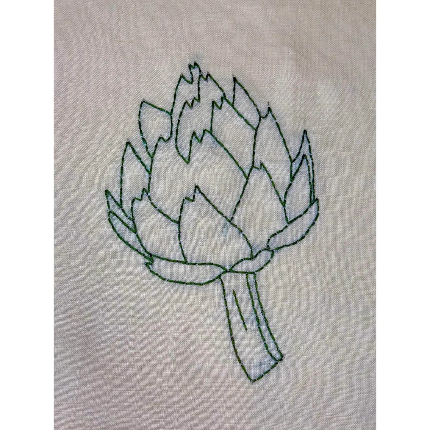 Mexican Embroidered Linen Placemats With Asparagus and Artichokes