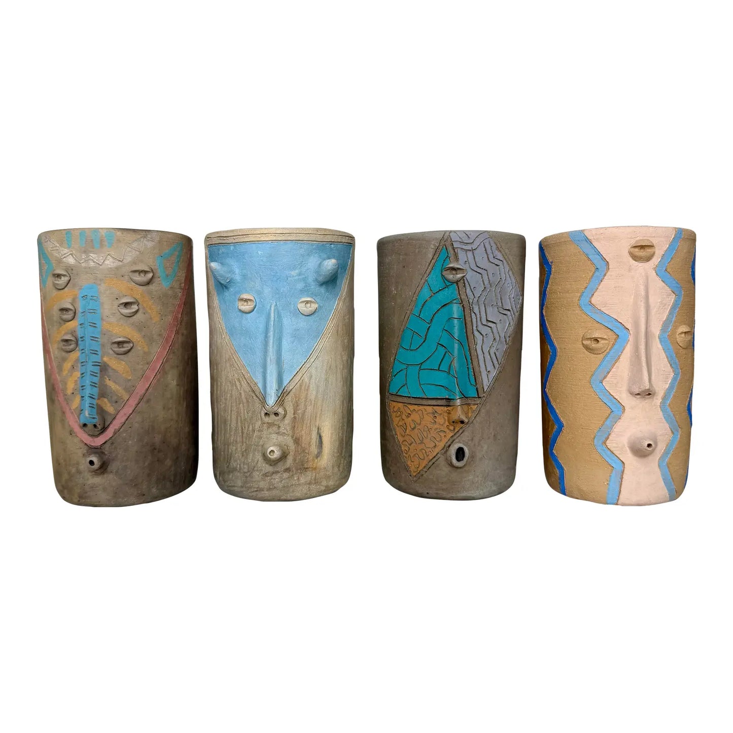 Mexican Modern Surrealist Painted Cups