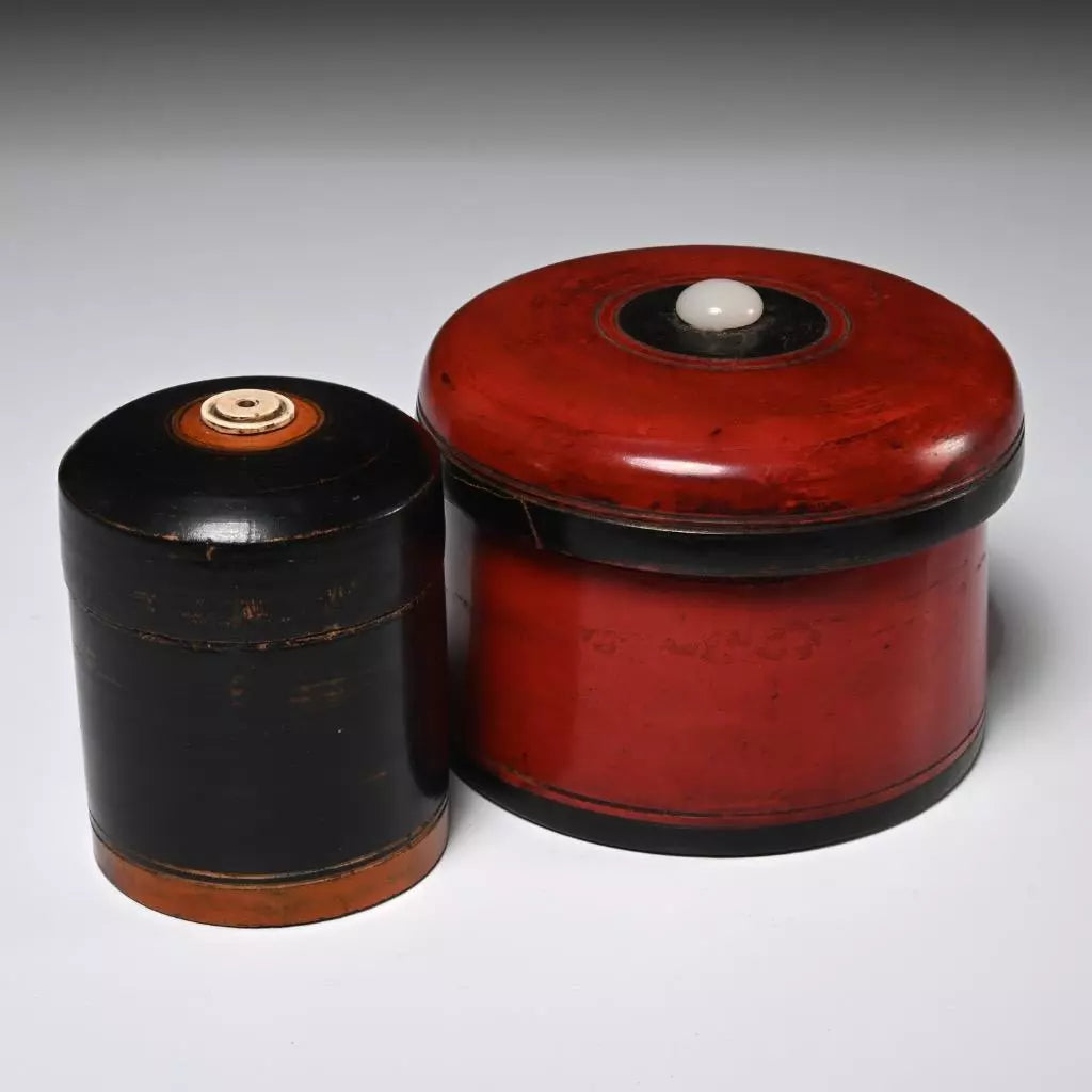 Antique Indian Lacquered Spice and Powder Boxes