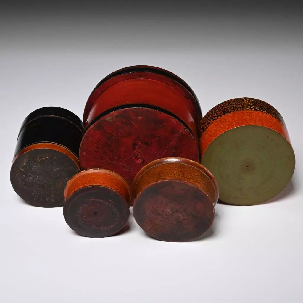 Antique Indian Lacquered Spice and Powder Boxes
