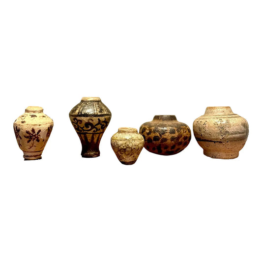 15th Century Thai Sawankhalok Ceramic Vessels - a Set of 5