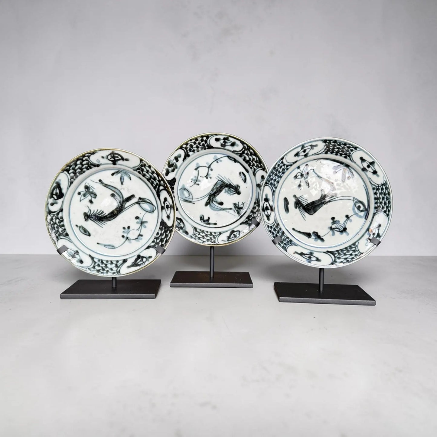 17th Century Japanese Blue and White Porcelain Plates- A Set of 5