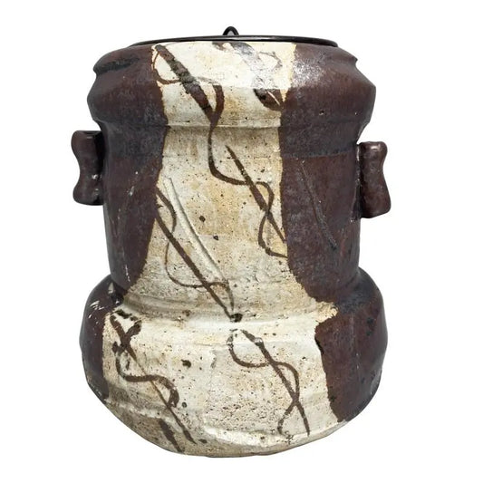 Japanese Ceramic Oribe Tea Ceremony Mizusashi Water Vessel