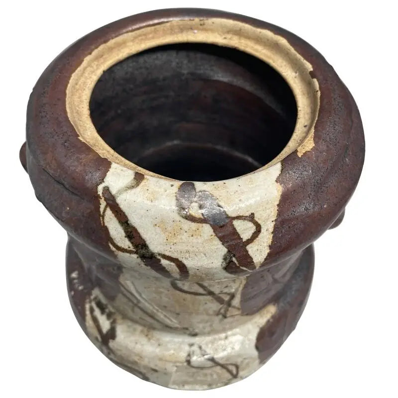 Japanese Ceramic Oribe Tea Ceremony Mizusashi Water Vessel