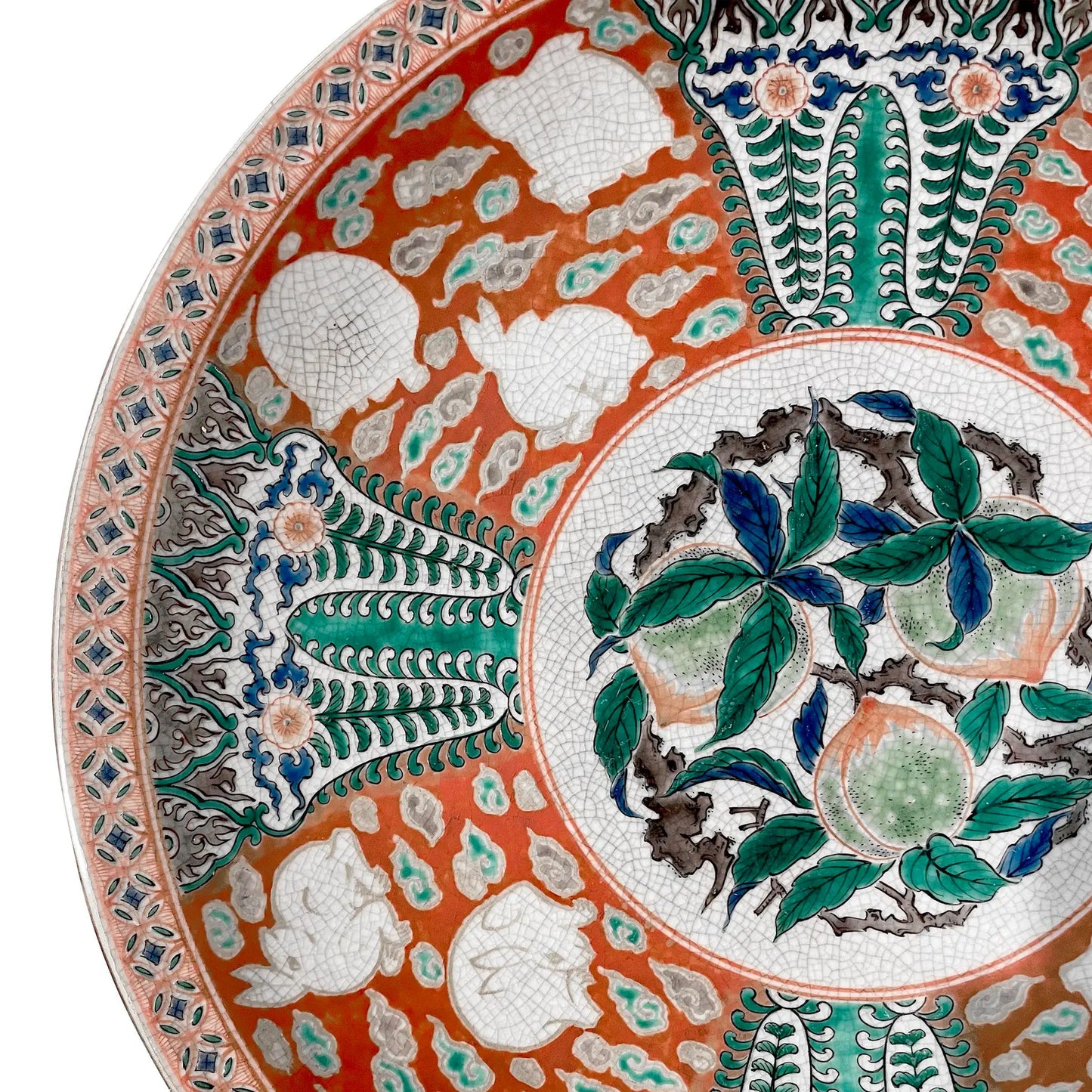 19th Century Japanese Edo Kutani Porcelain Charger With Rabbits