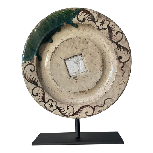 19th Century Japanese Oribe Ceramic Well Wheel Pully