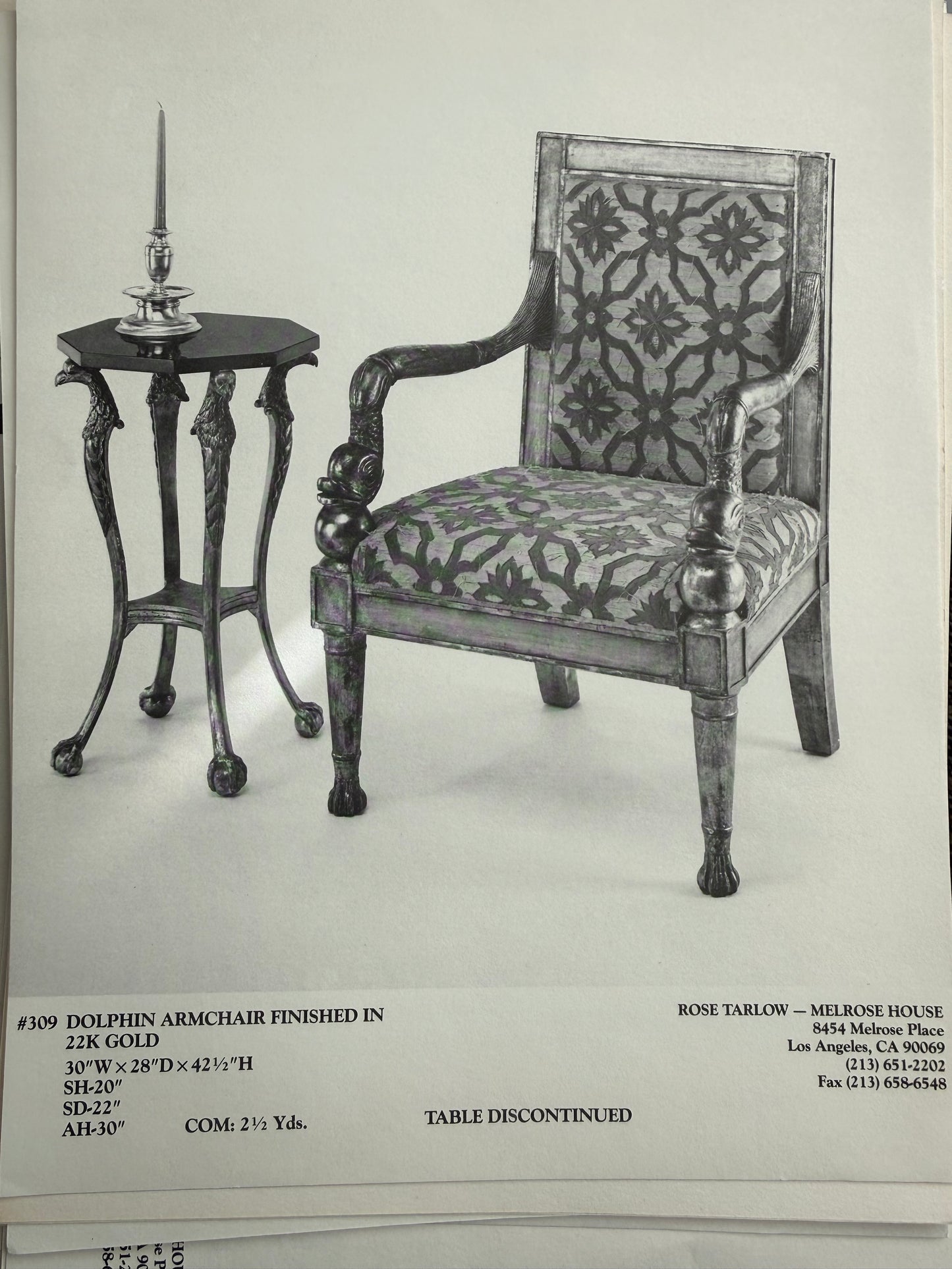 Rose Tarlow Dolphin Gilt Armchairs- A Set of 2