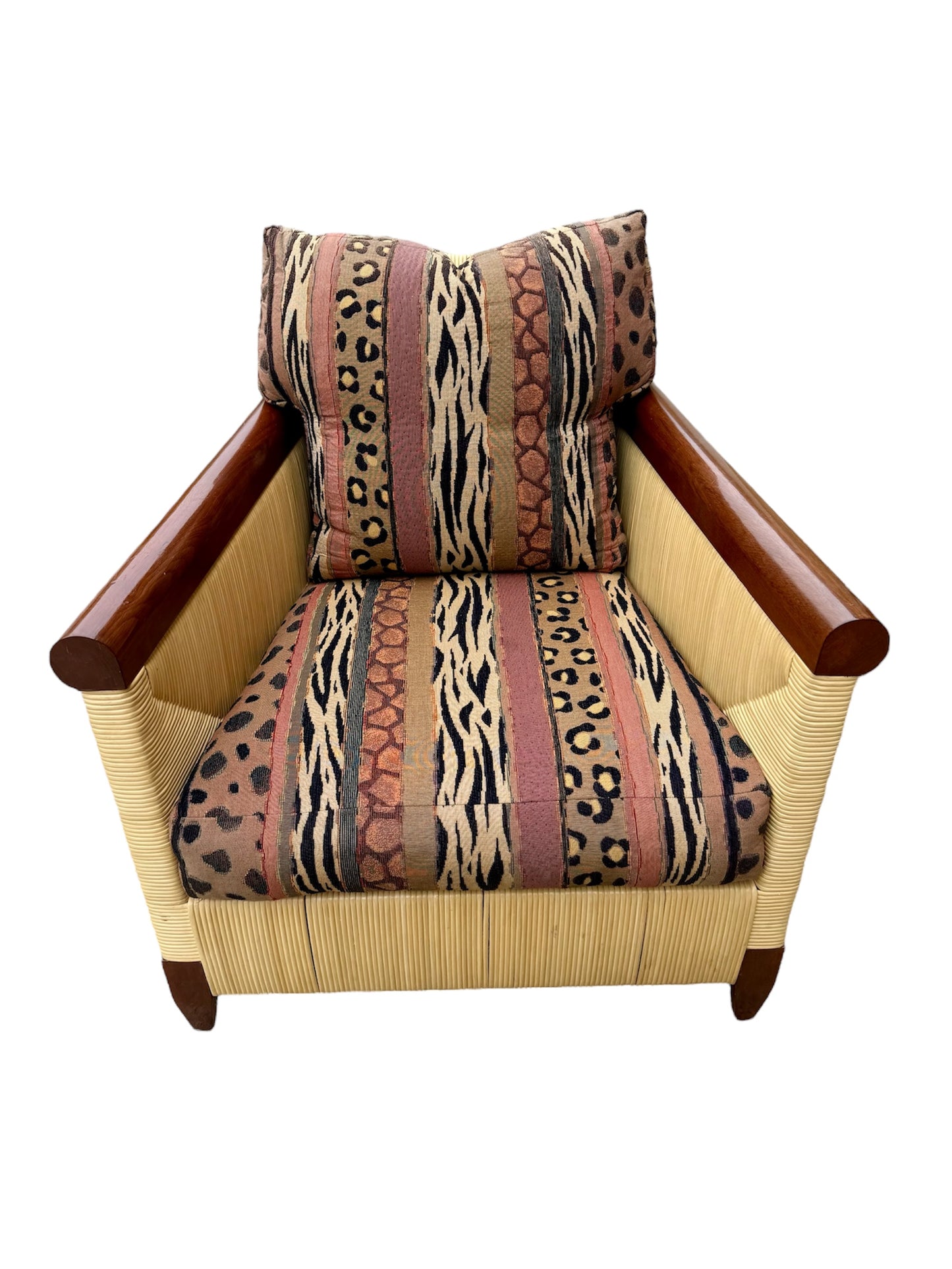 Vintage John Hutton for Donghia Merbau Mahogany and Rattan Loungers