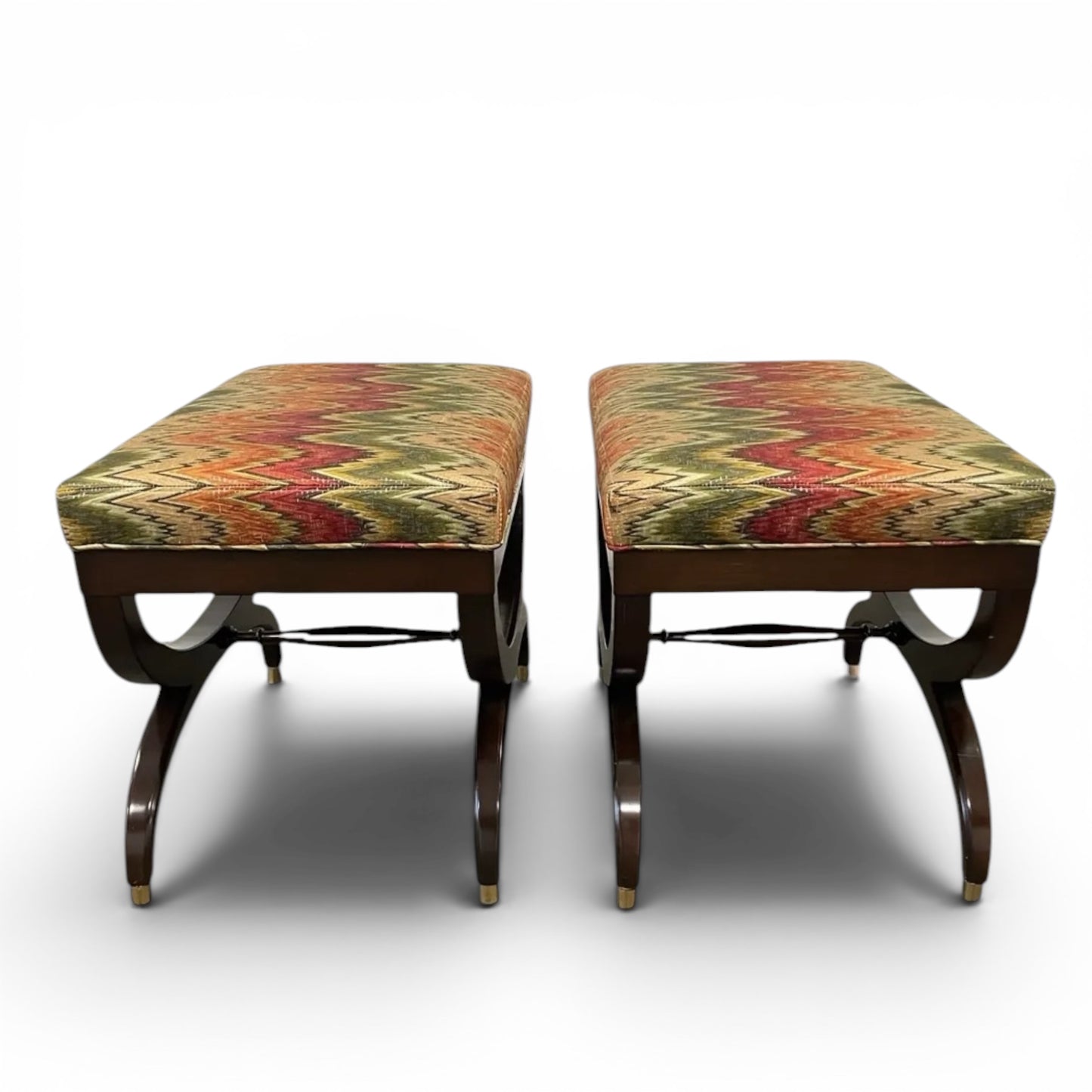 Lee Jofa Upholstered Curule Benches- A Pair
