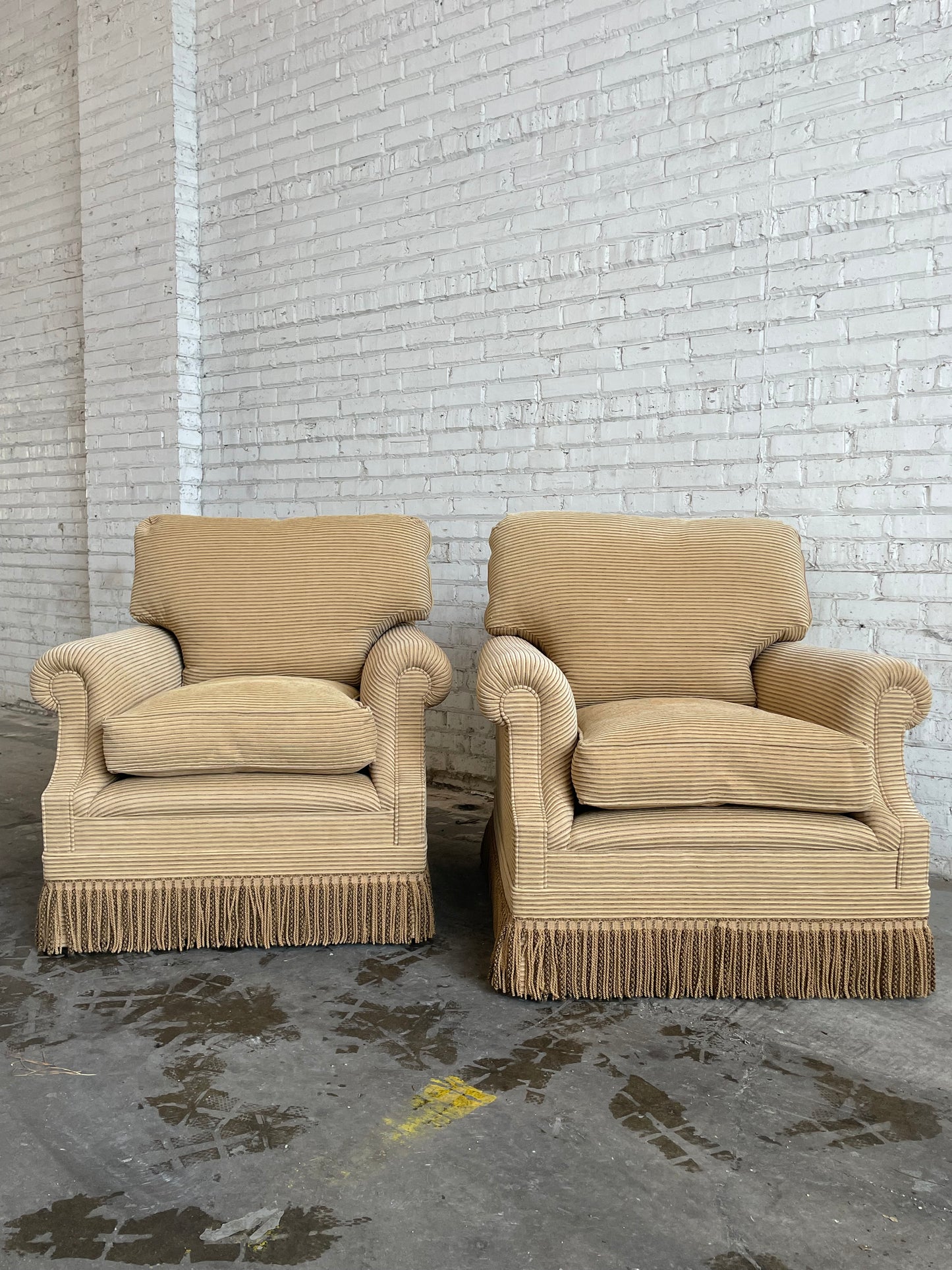 George Smith Scroll Arm Signature Chairs With Ottoman
