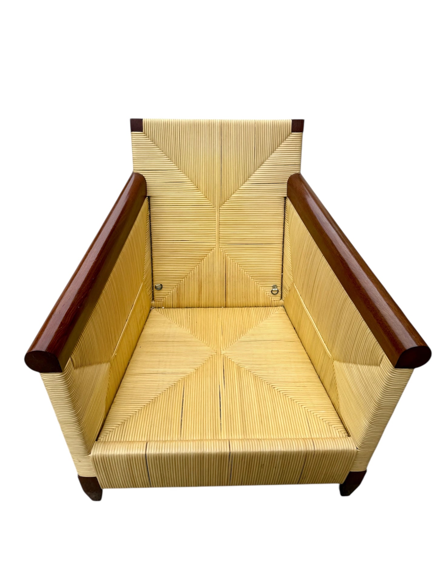 Vintage John Hutton for Donghia Merbau Mahogany and Rattan Loungers