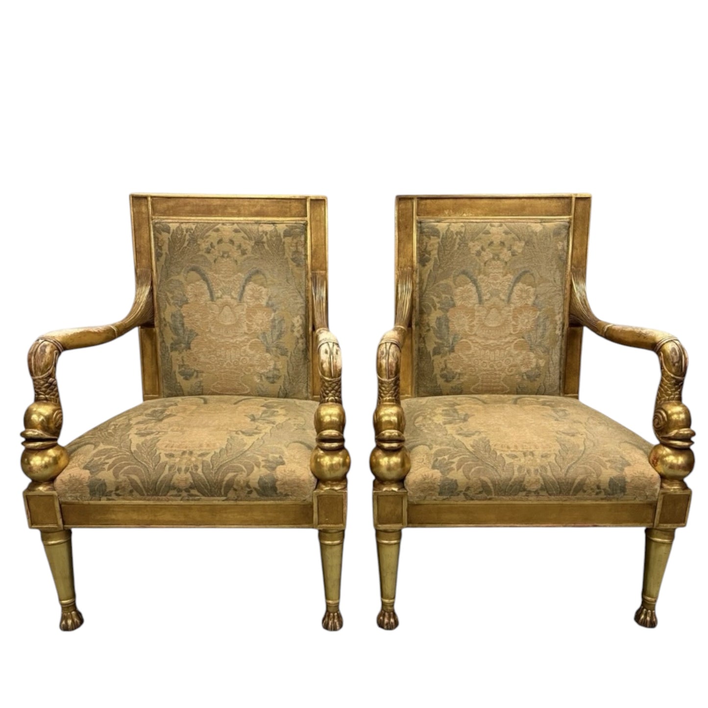 Rose Tarlow Dolphin Gilt Armchairs- A Set of 2