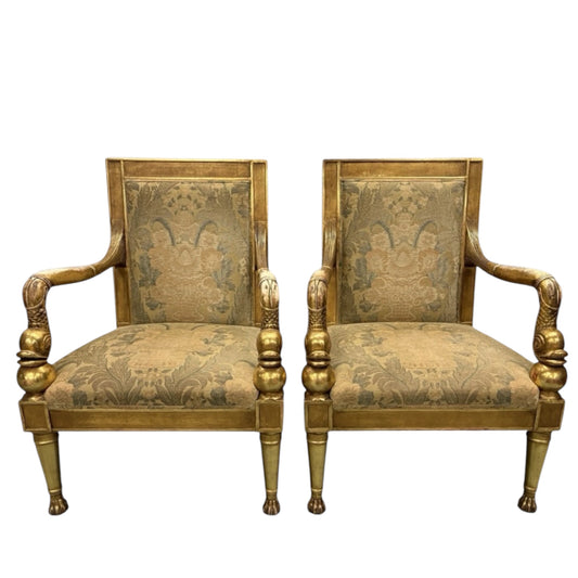 Rose Tarlow Dolphin Gilt Armchairs- A Set of 2