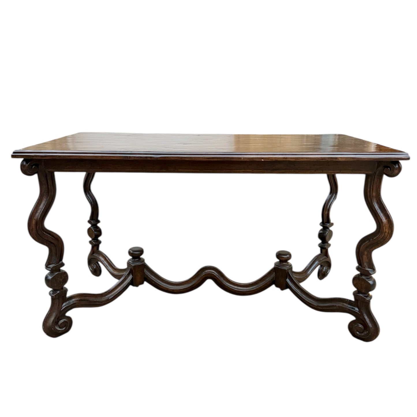 Dennis and Leen Louis XIV Os De Mouton Style Walnut Console Table