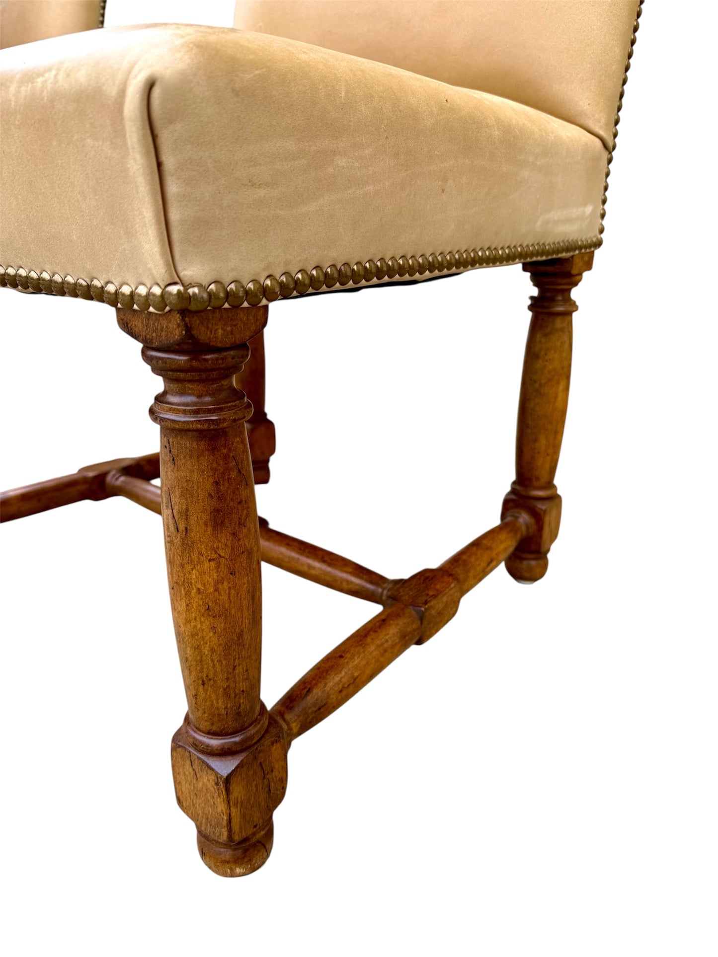 Rose Tarlow Louis XIII Leather Upholstered Dining Chairs- A Set of 8