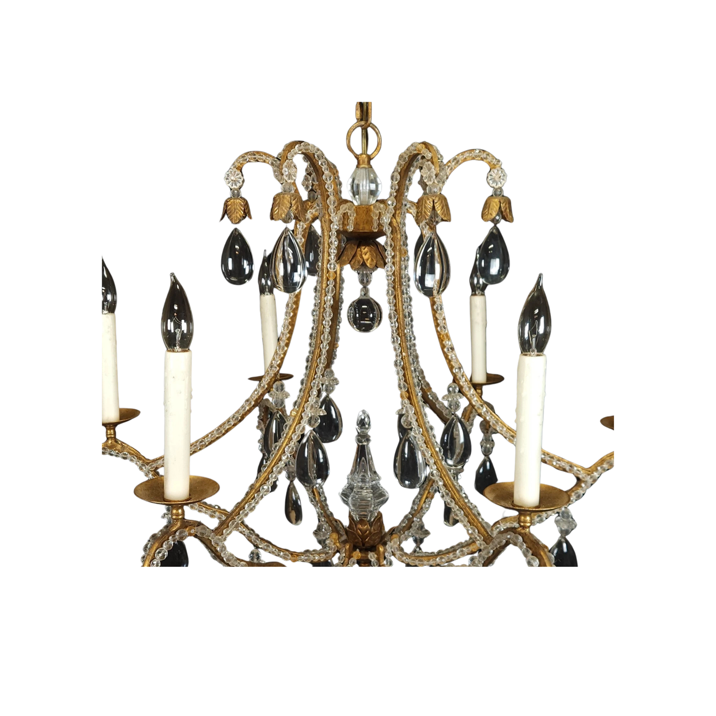 Dennis & Leen Large Rock Crystal Gilt Chandelier