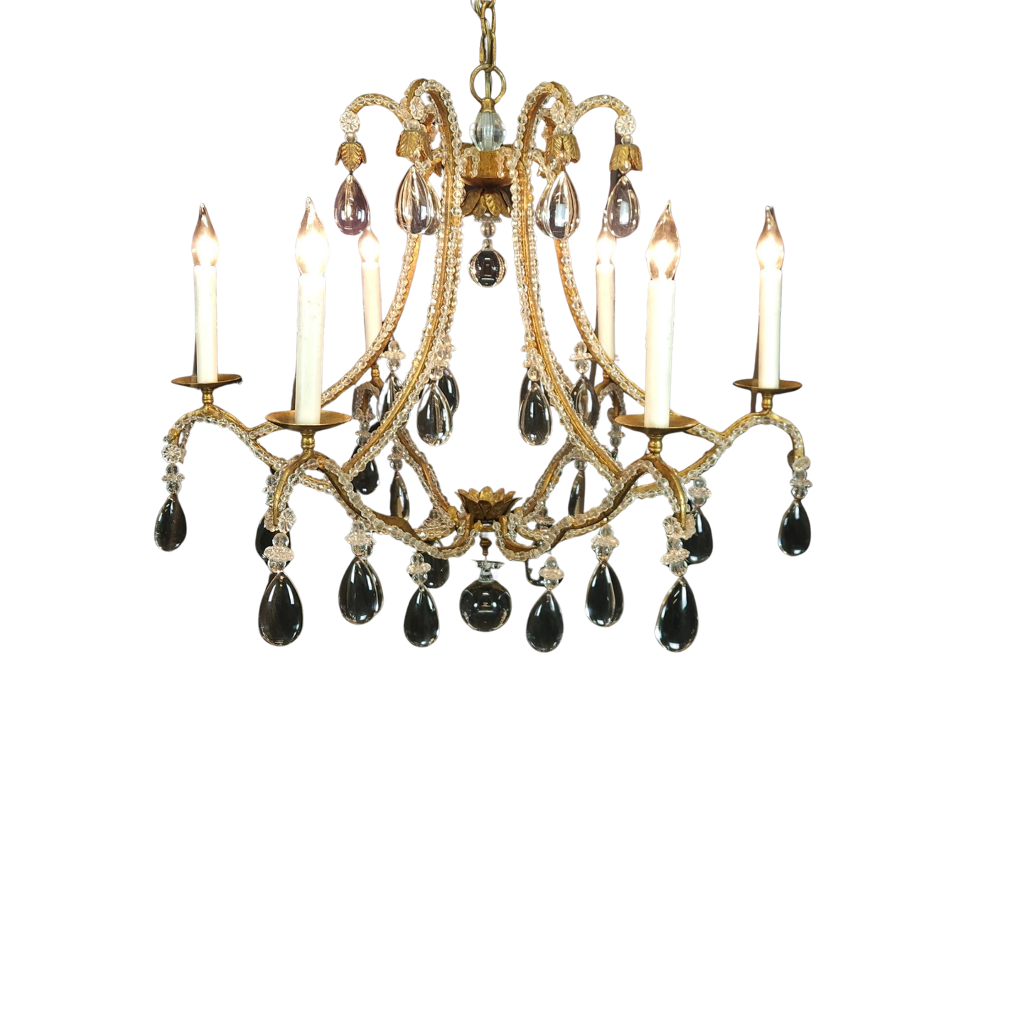 Dennis & Leen Large Rock Crystal Gilt Chandelier