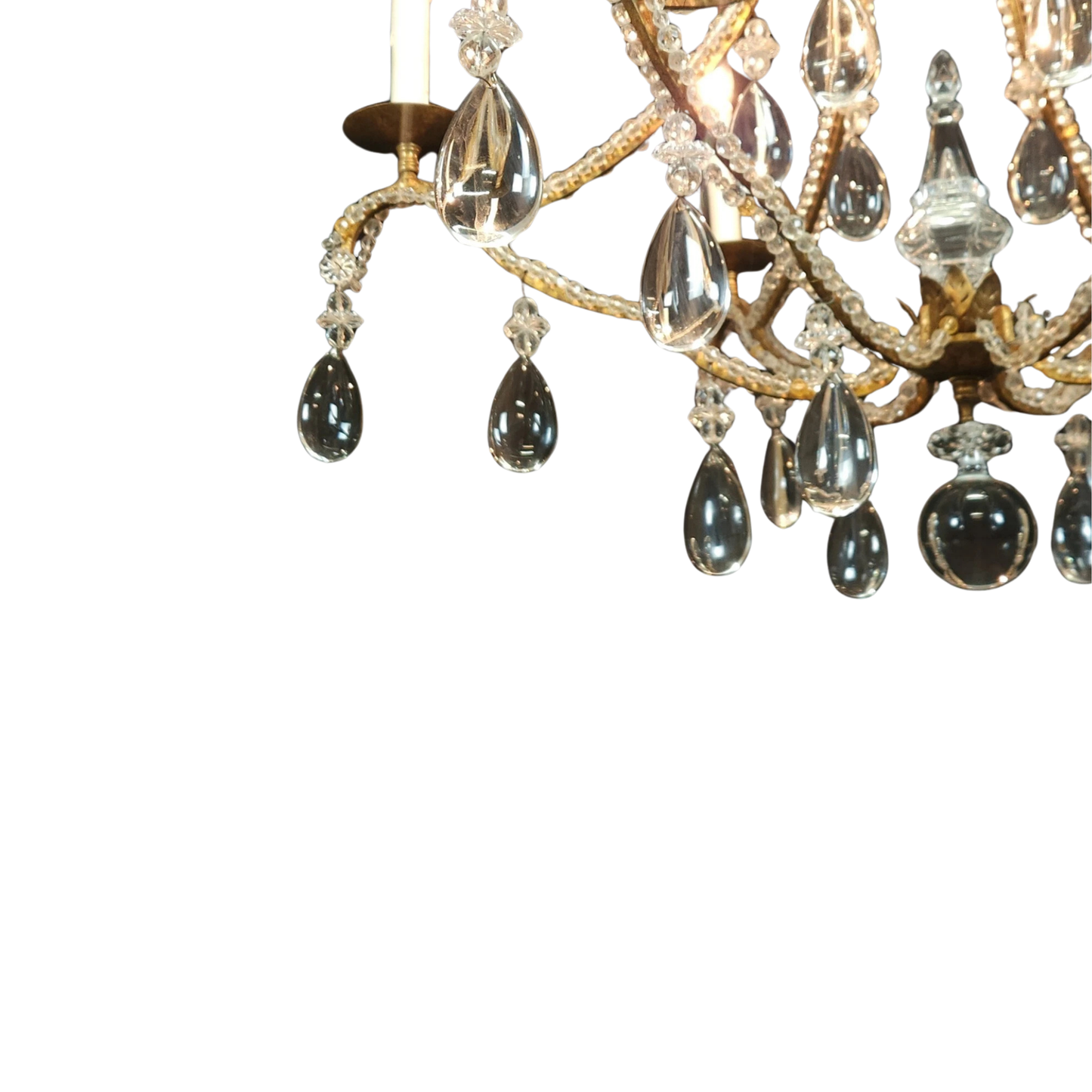 Dennis & Leen Large Rock Crystal Gilt Chandelier