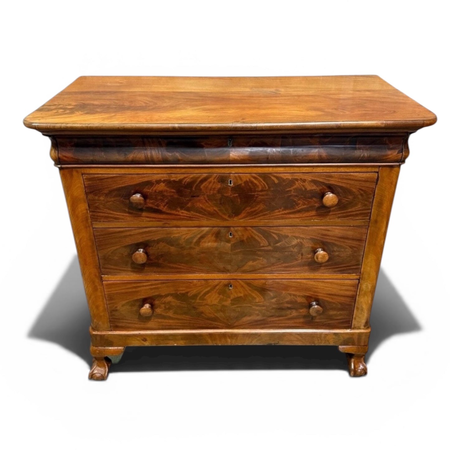 19th Century American Empire Tigerleaf Maple Chest of Drawers