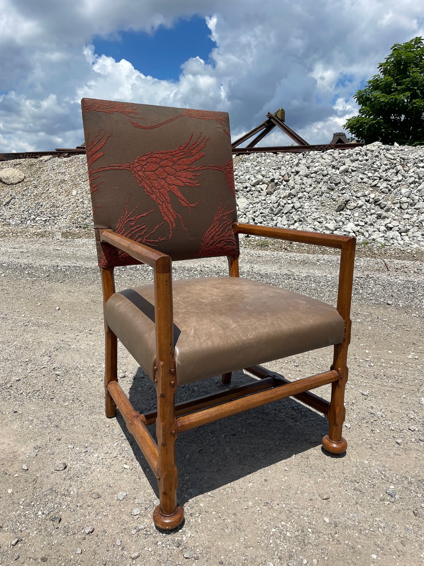 Dessin Fournir Spanish Mission Style Leather Dining Arm Chairs