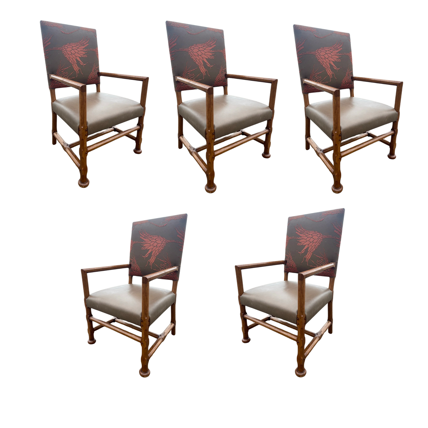 Dessin Fournir Spanish Mission Style Leather Dining Arm Chairs