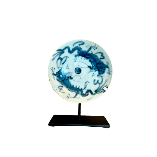 Ming Dynasty Chinese Blue and White Ko-Sometsuke Export Plate on Stand