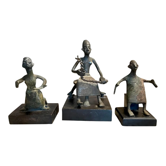 African Asen Bronze Figures- a Set of 3