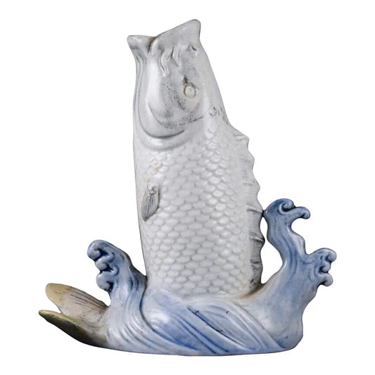 19th Century Japanese Hirado Porcelain Leaping Koi Fish