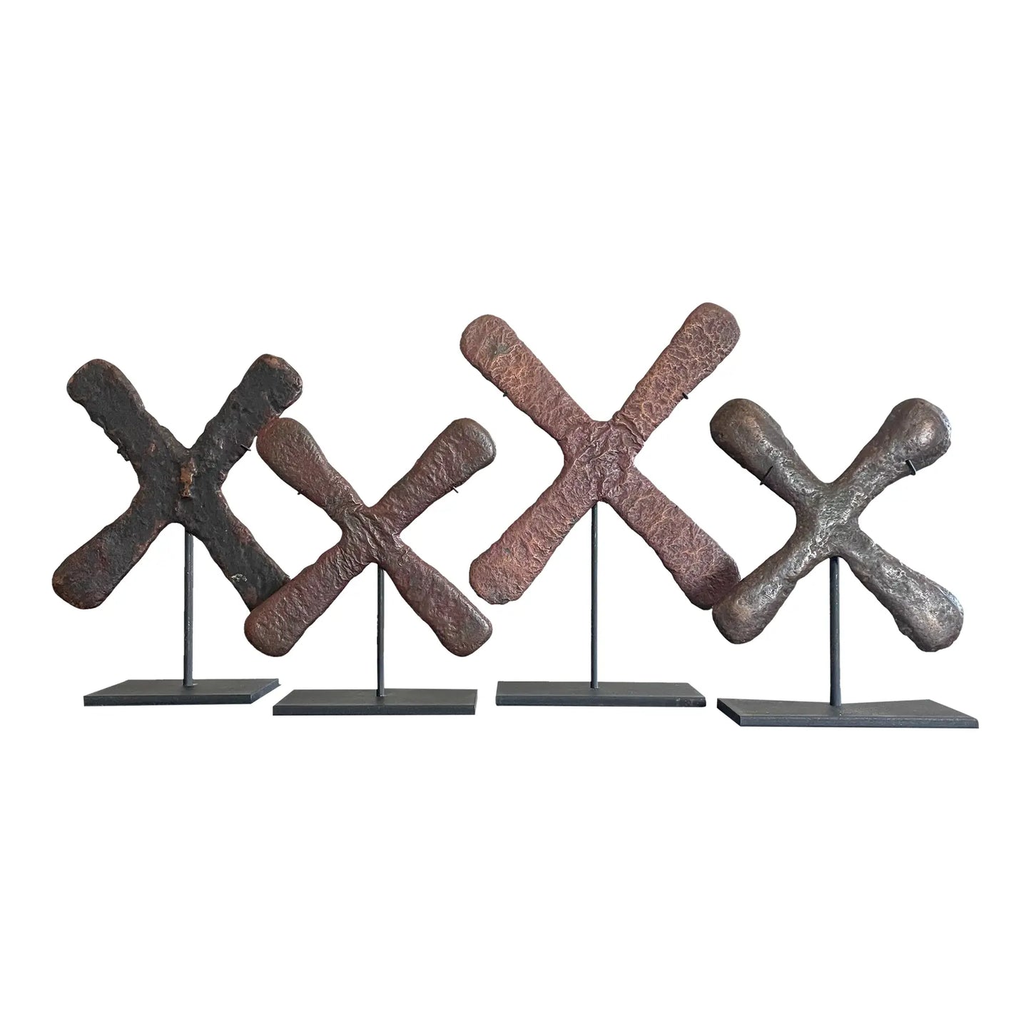 Antique African Katanga Currency Crosses- a Set of 4