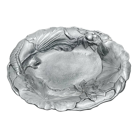 Japanese Meiji Sterling Silver Iris Dish by Samurai Shokai Yokohama