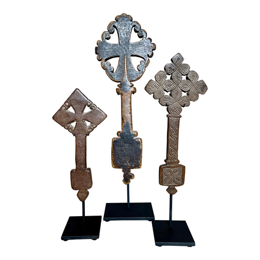 Antique Ethiopian Wooden Coptic Mäsqäl Crosses