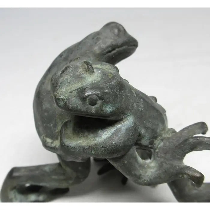 Antique Japanese Copper Sumo Wrestling Frogs