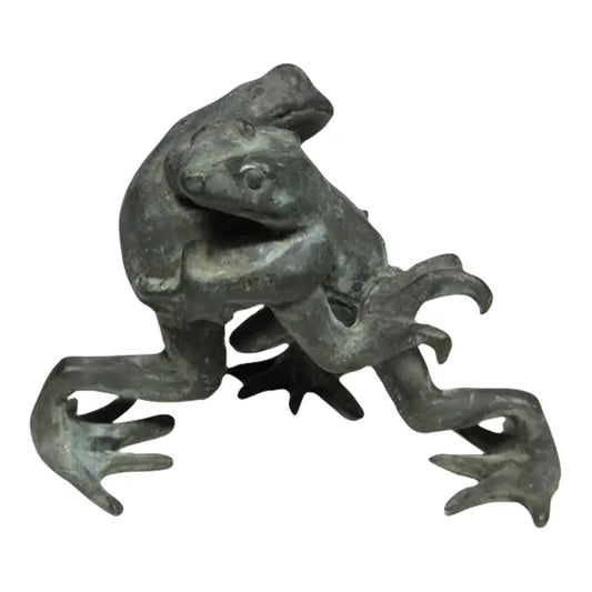Antique Japanese Copper Sumo Wrestling Frogs