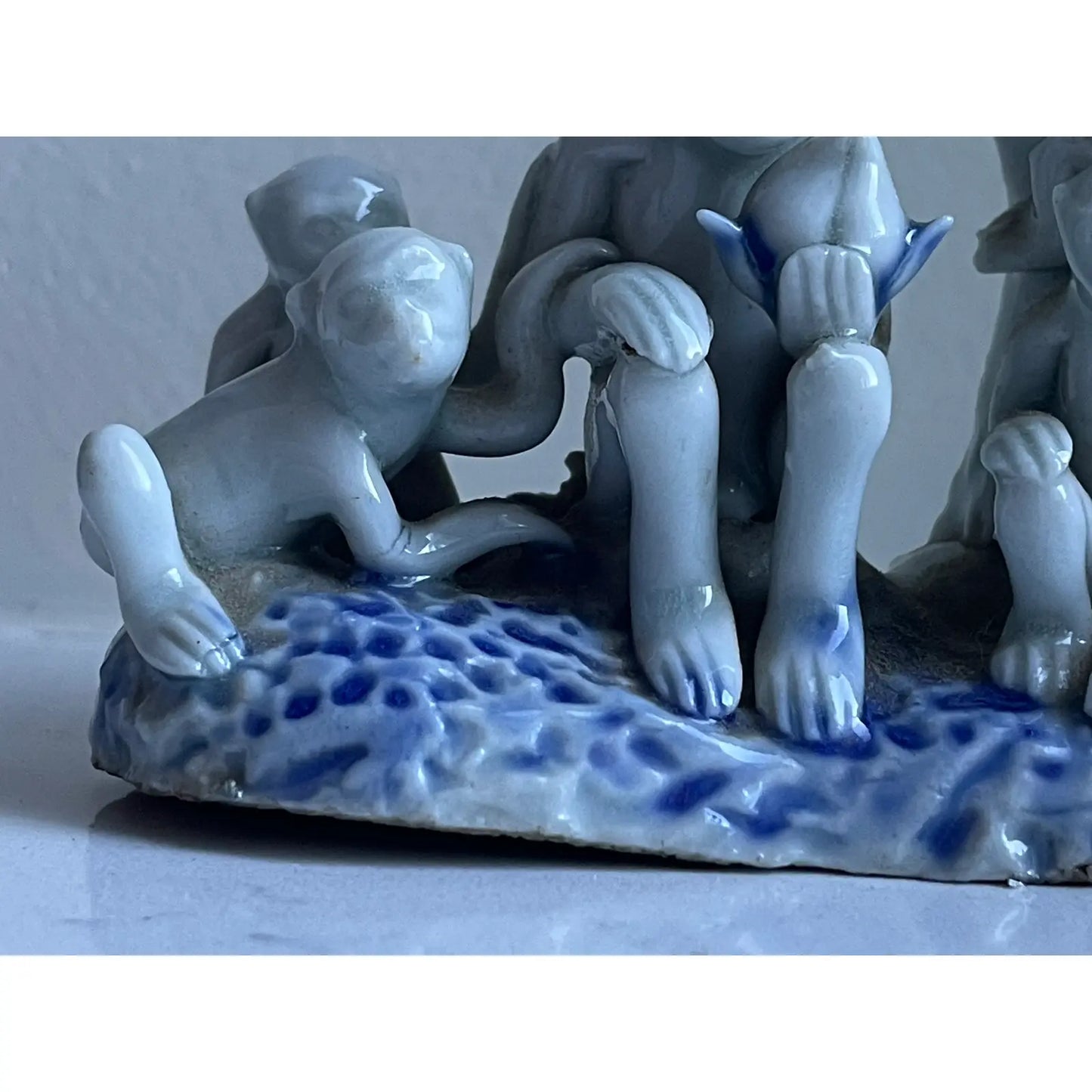 19th Century Japanese Hirado Porcelain Monkey Family