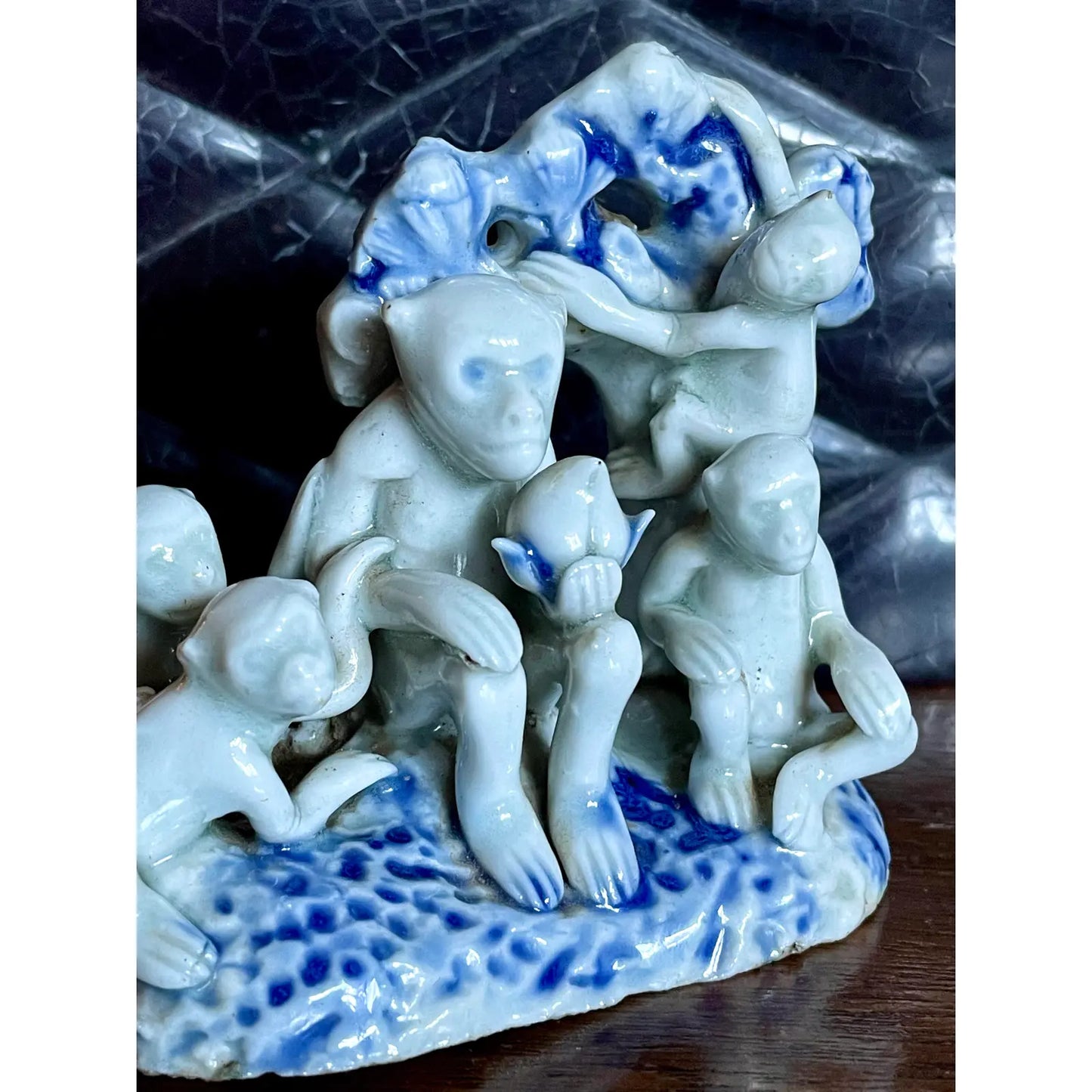 19th Century Japanese Hirado Porcelain Monkey Family