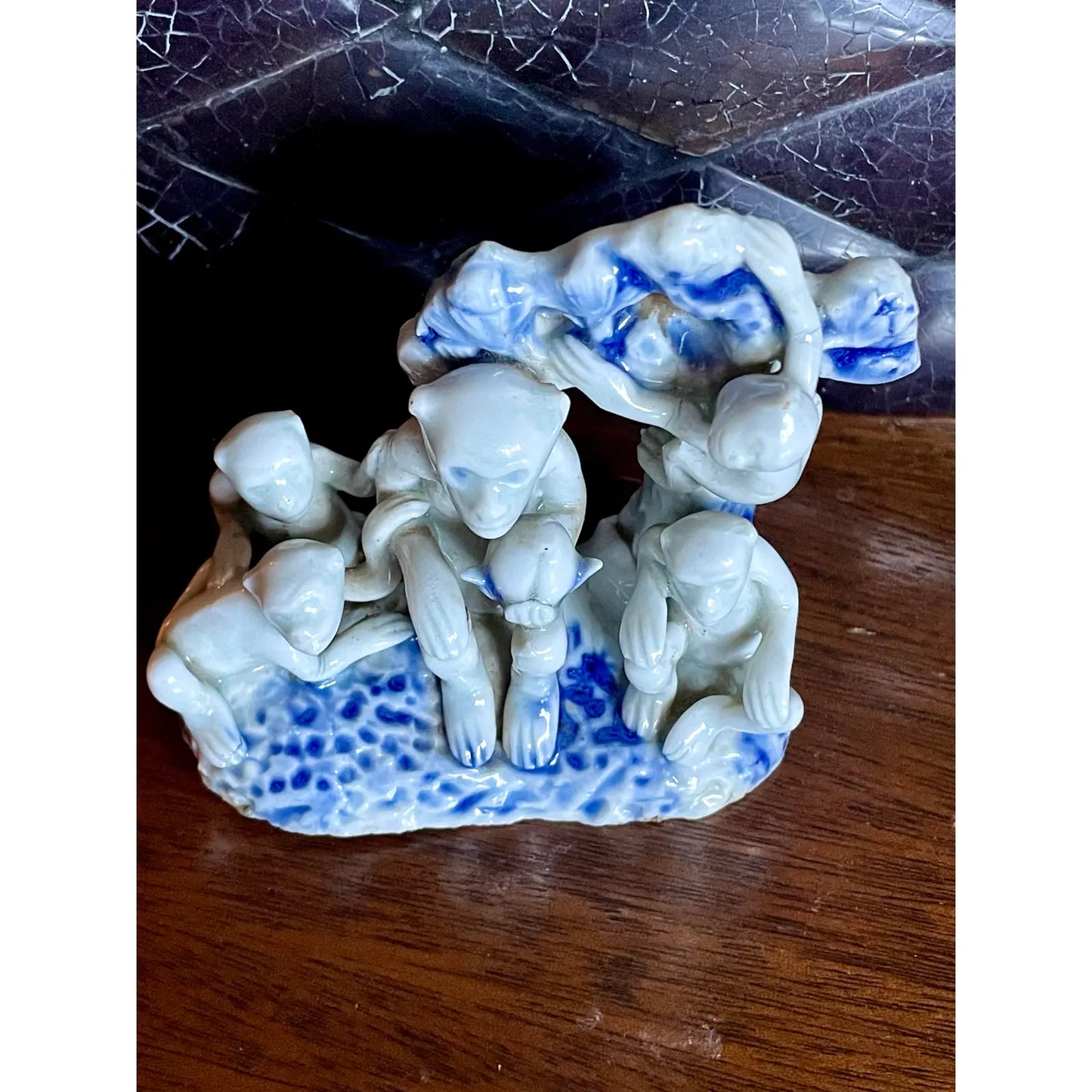 19th Century Japanese Hirado Porcelain Monkey Family