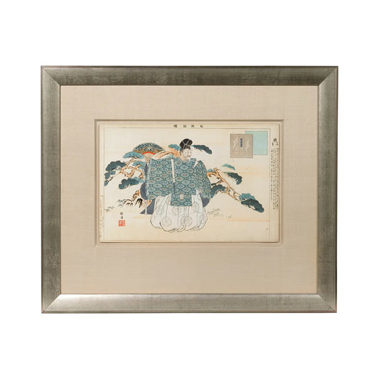 Meiji Japanese Woodblock Print 'Okina, the Old Man', by Kogyo Tsukioka