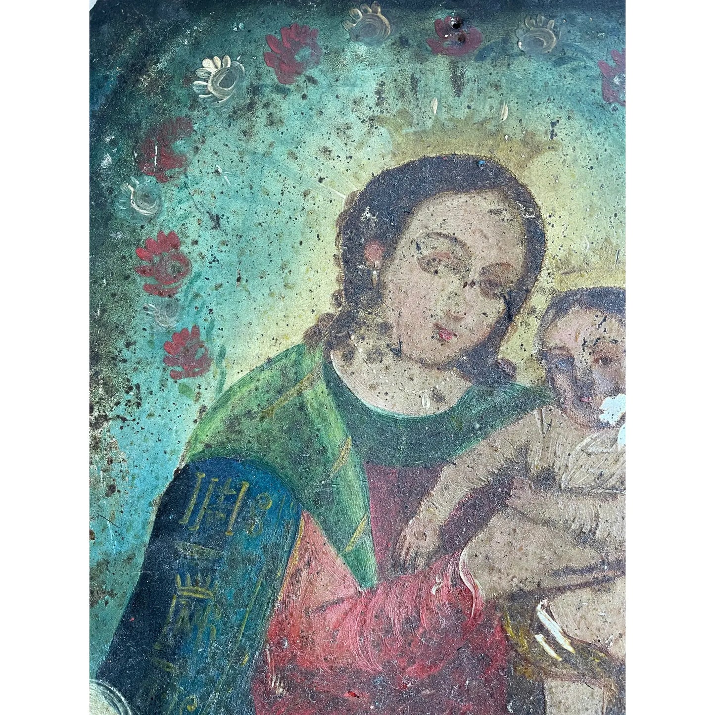 Antique Mexican Colonial Painted Icon