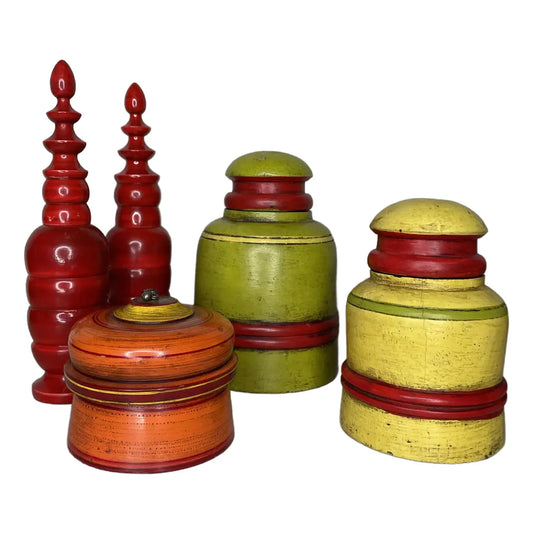 Antique Polychrome Painted and Lacquered Vessels