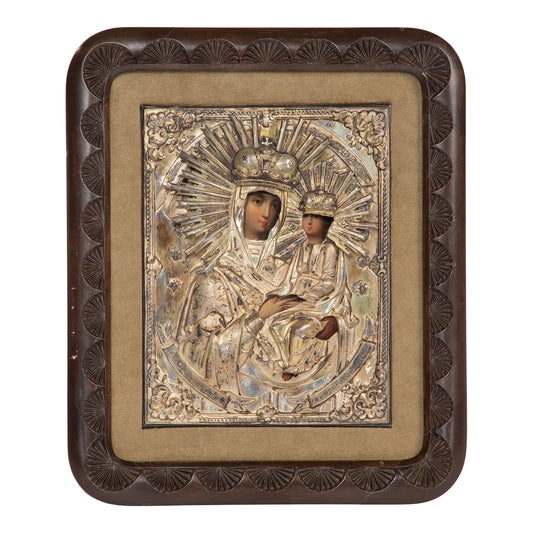 Antique Russian Framed Silver Icon Circa 1840
