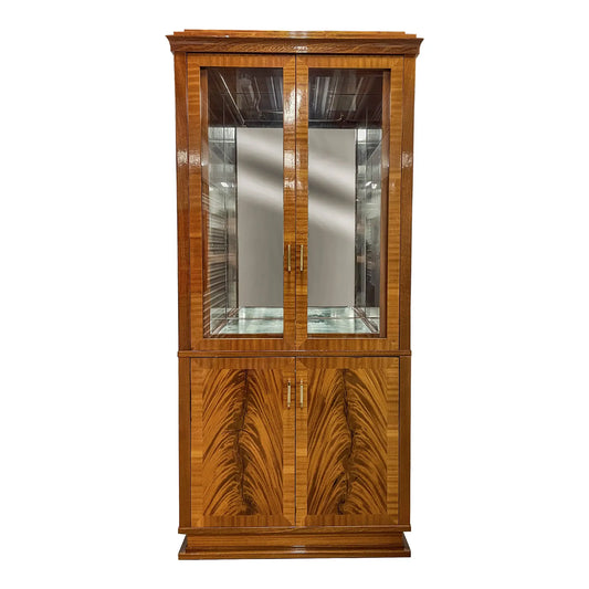 Art Deco Flame Mahogany Bar Cabinet