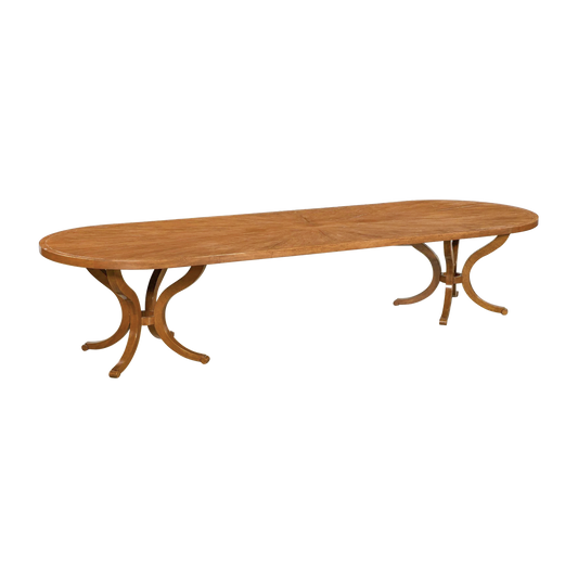 Dessin Fournir Sutcliffe Double Pedestal Walnut Oval Dining Table