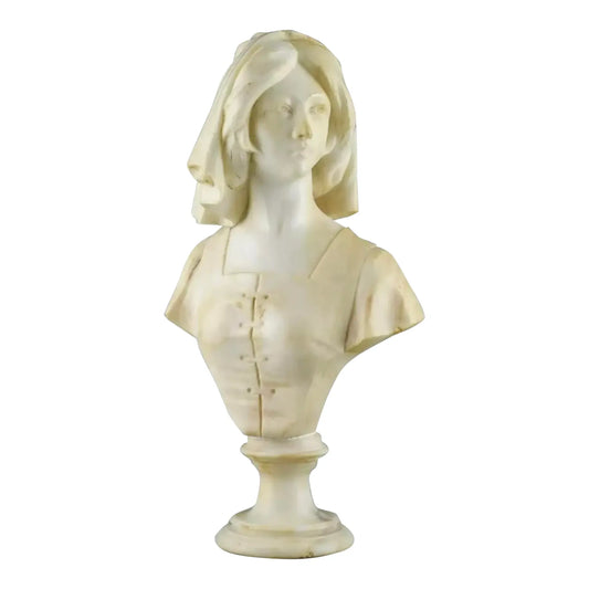 Italian Art Nouveau Alabaster Carving of a Young Woman