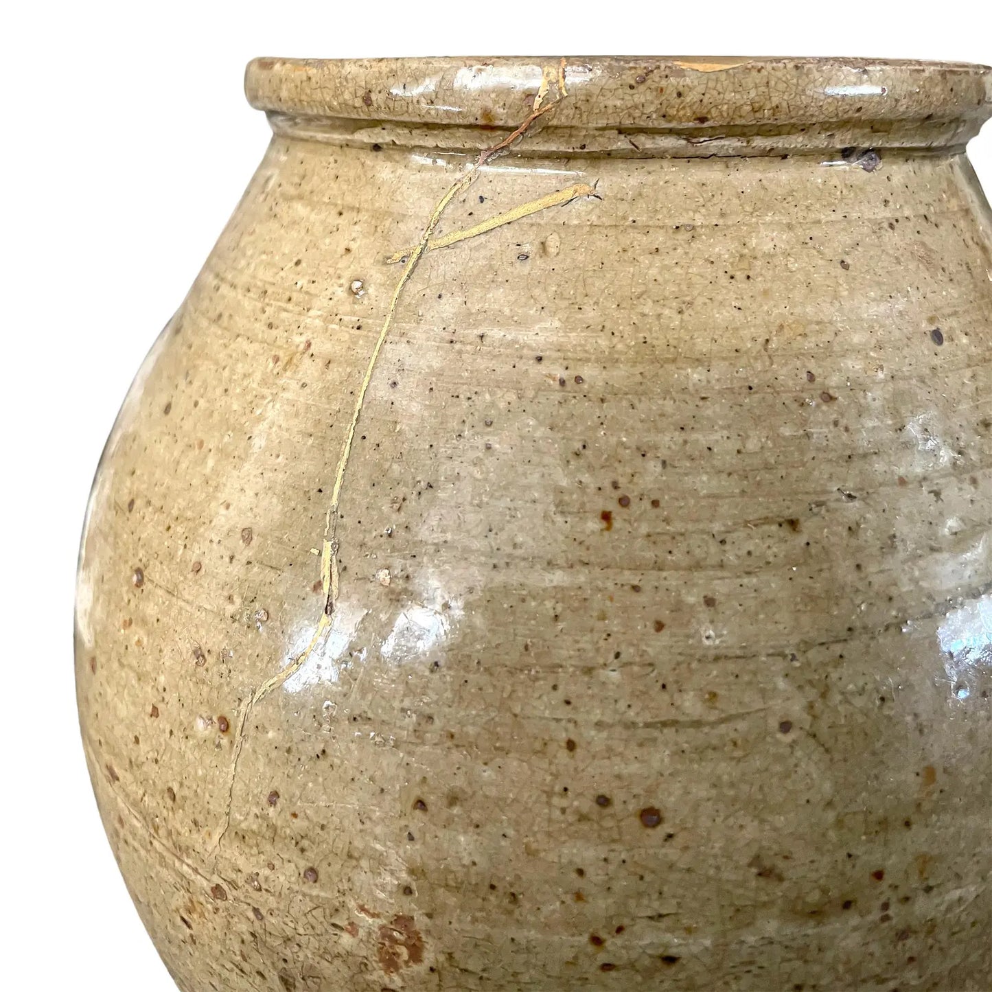 Japanese Edo Mushiake Mizusashi With Kintsugi