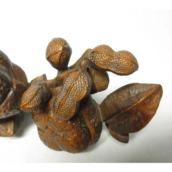 Vintage Japanese Shōwa Carved Boxwood Okimono With Cicada