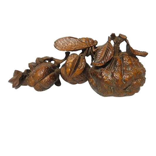 Vintage Japanese Shōwa Carved Boxwood Okimono With Cicada
